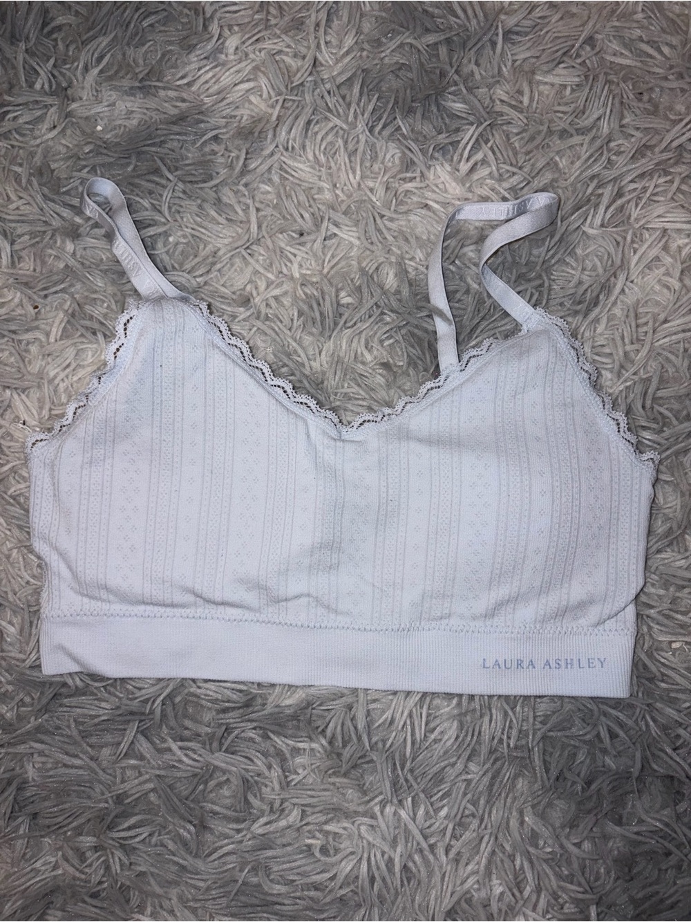 Laura Ashley White Lace-Trim Bralette